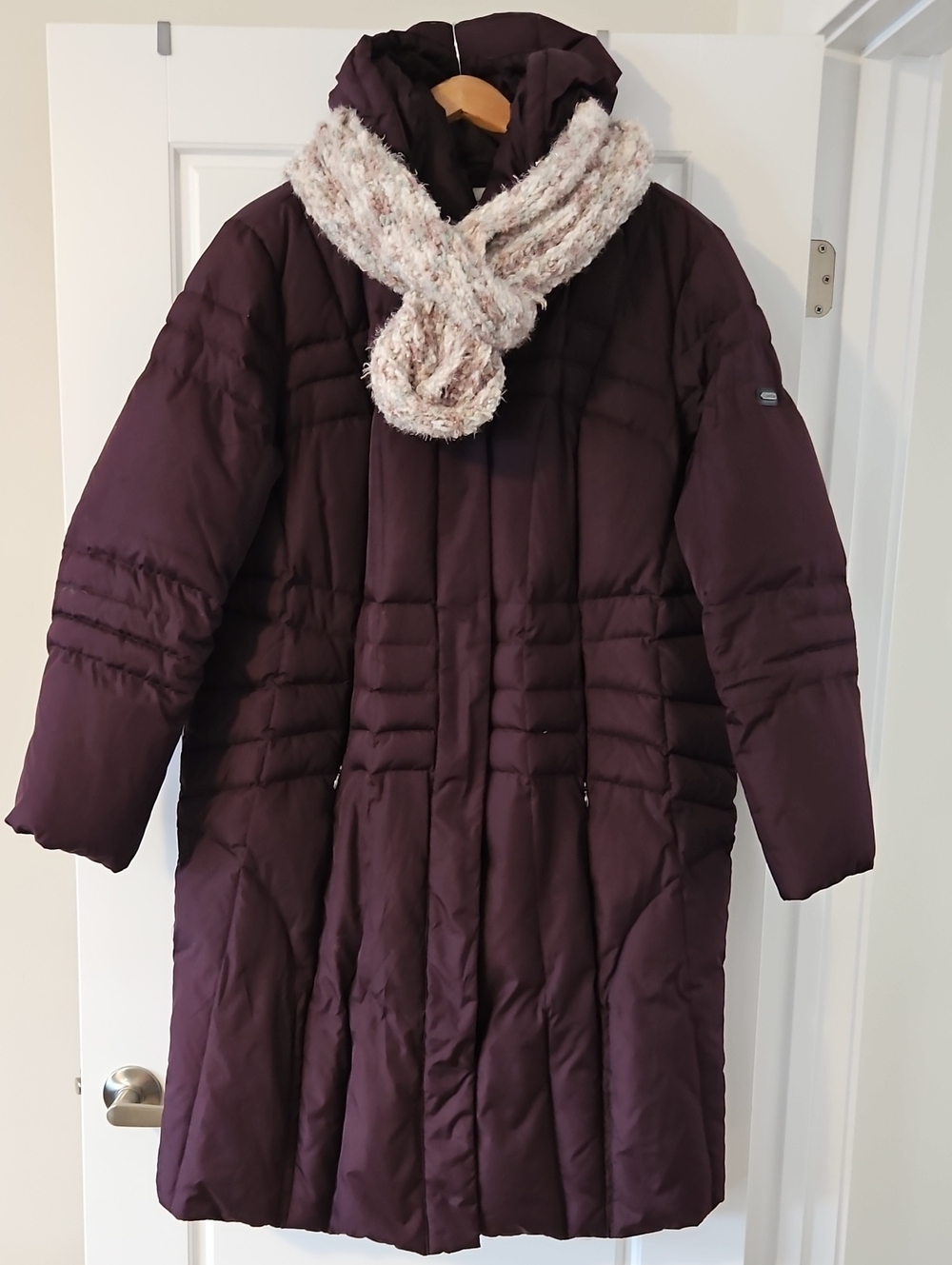 Calvin Klein Women's 1XL 3/4 Length Puffer Coat in Plum